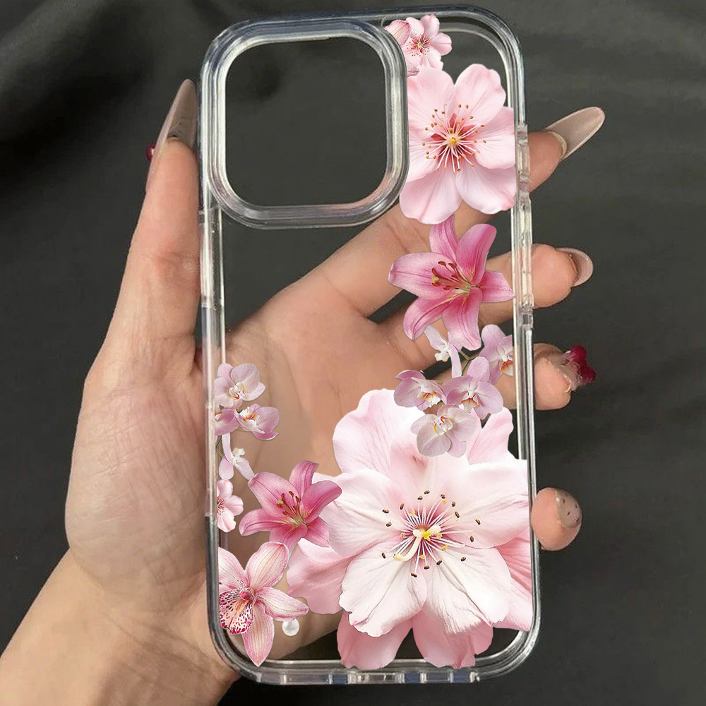 Apple Iphone 16 - ピンクのユリの花柄 iPhone 16 Pro/15/13/11/12/14 Pro Max用