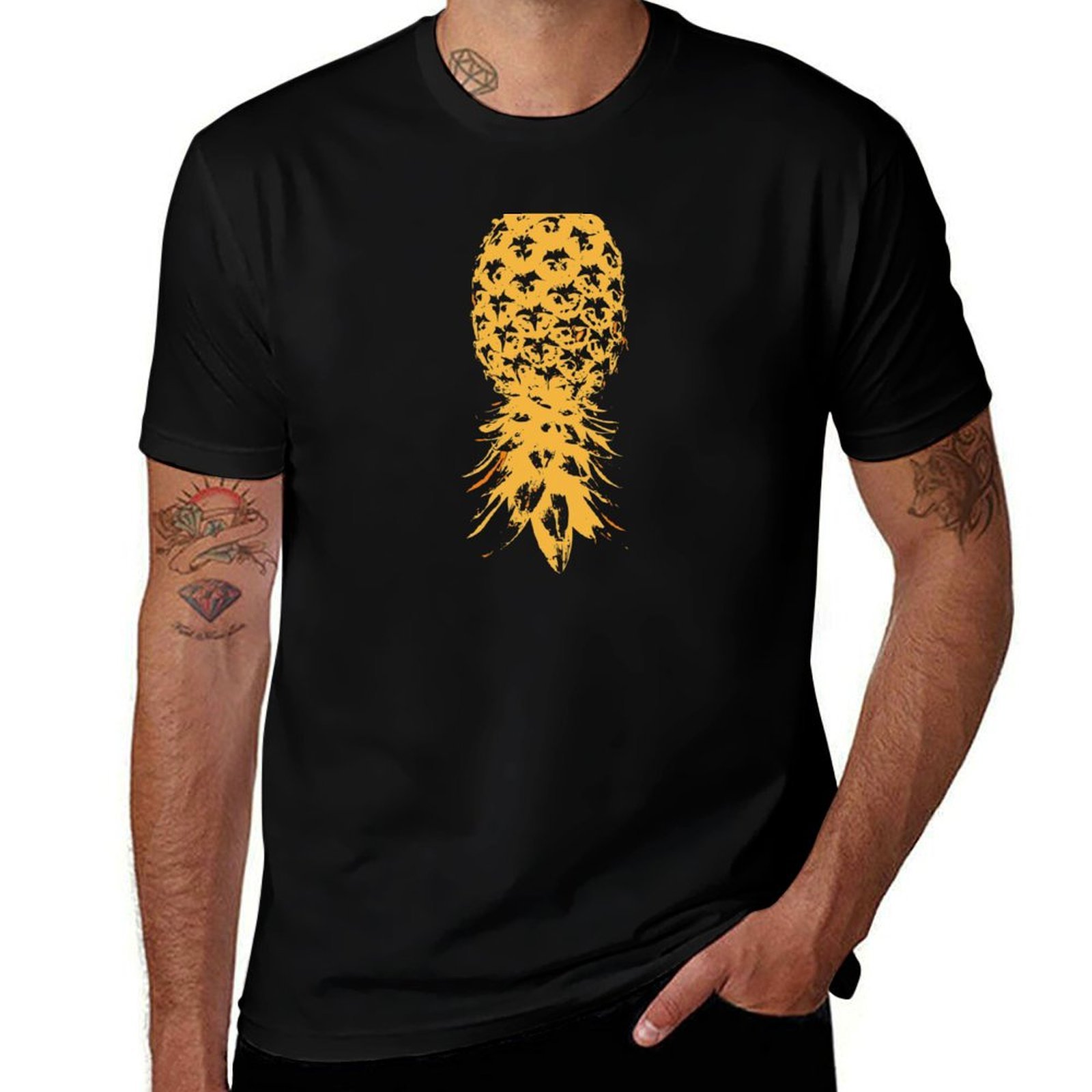 Luxury Lifestyle Design - スインガーライフスタイル逆さまパイナップル Tシャツ男性 tシャツ高級 tシャツデザイナー男性 tシャツグラフィック tシャツ