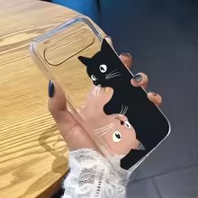 ホットカワイイカートゥーンブラックキャット柄クリアソフトケー - Google Pixel 9 Pro のレビューと価格