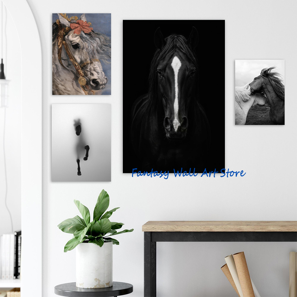 黒馬の写真ヴィンテージ高級ウォールアート頑丈な馬馬術写真プリ - Luxury Lifestyle Pictures のレビューと価格